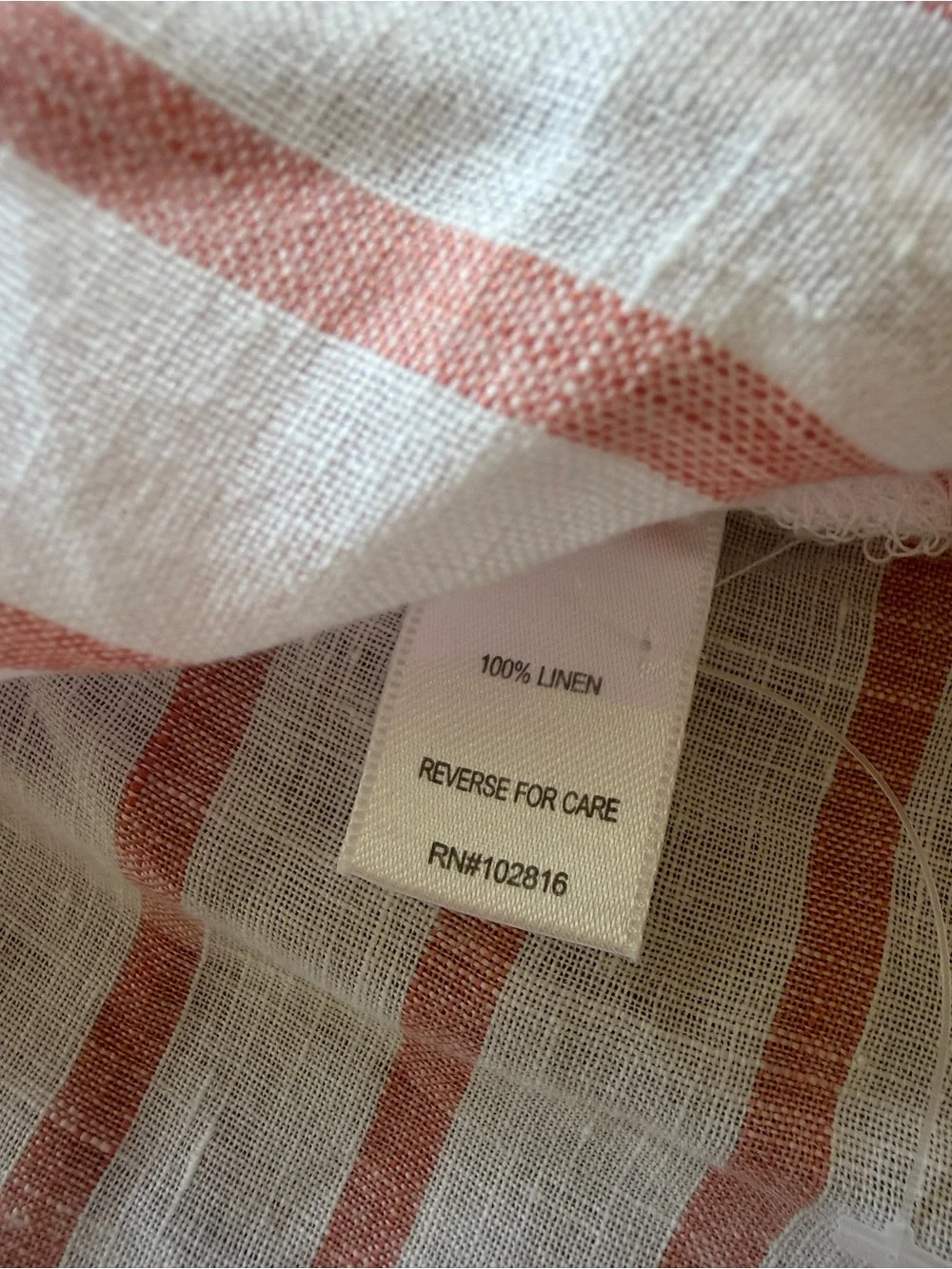 Garnet Hill Women's 100% linen White and Coral Striped top size 2 excellent!